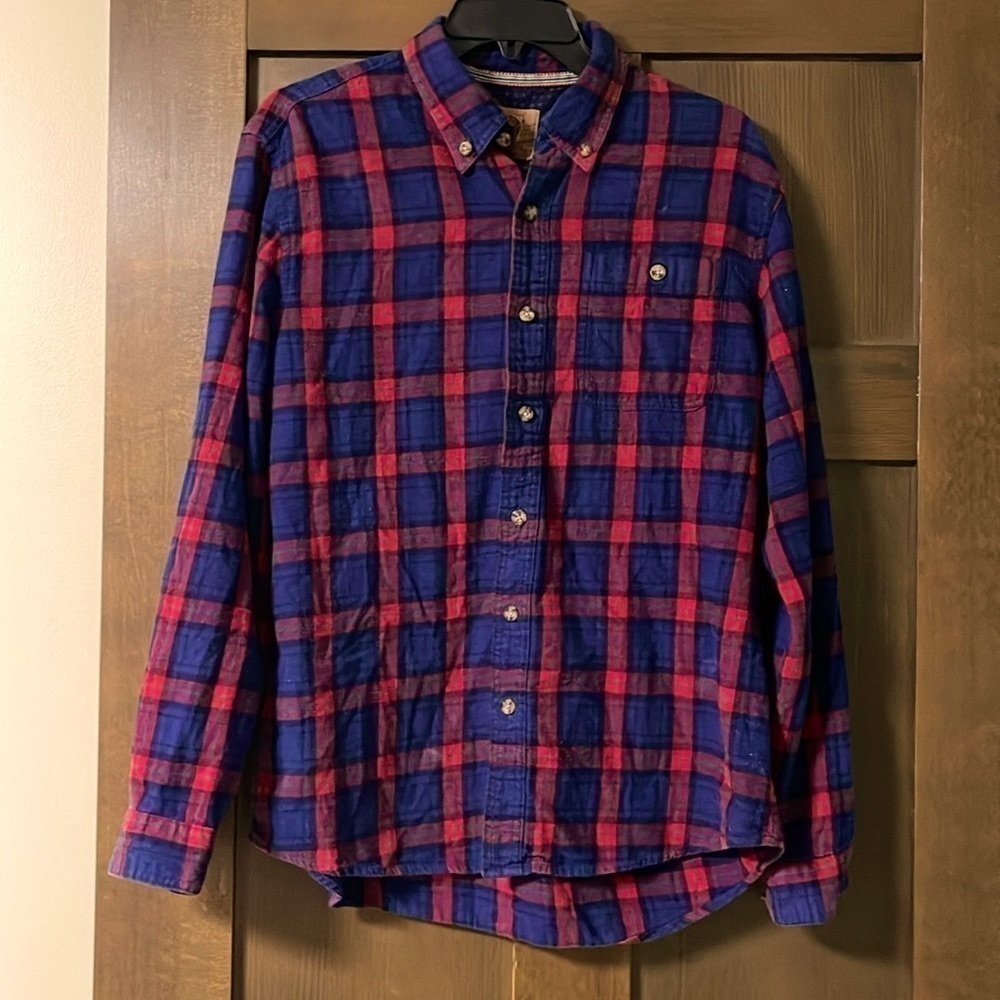 Boston Traders Luxury Vintage Plaid Flannel Button Down Shirt Size Large - Picture 2 of 7